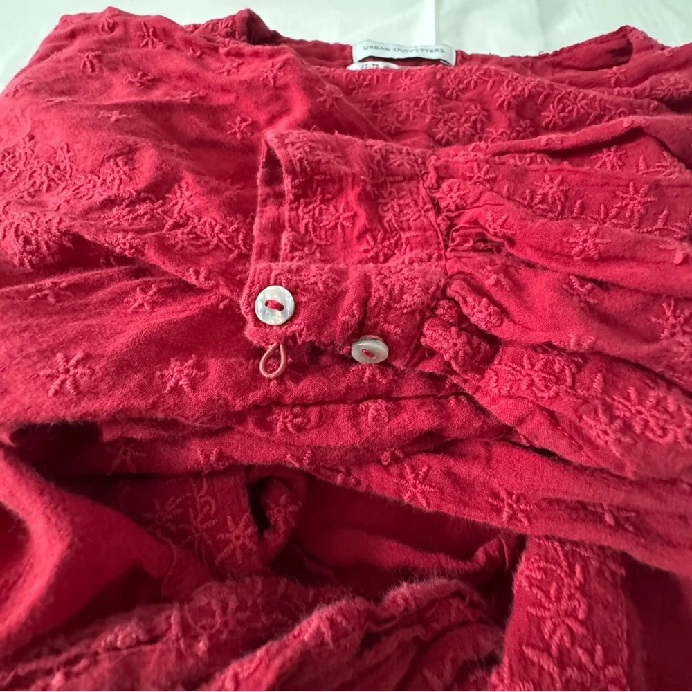 Red Tie-Front Blouse - Picture 15 of 16